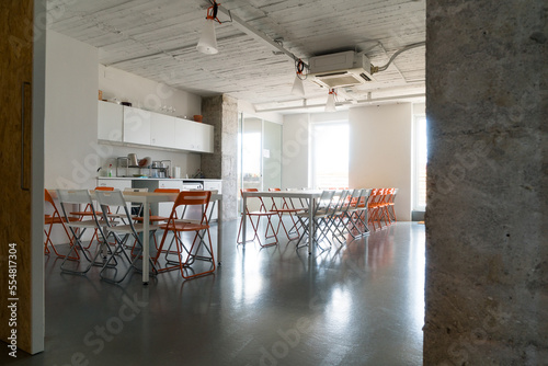 Shot of an eating area in a coworking building.