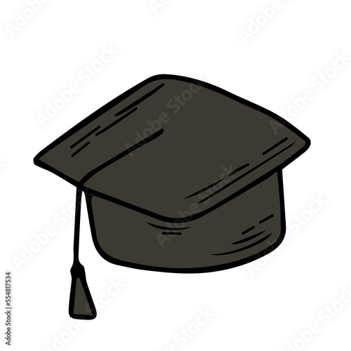 Student graduation hat isolated on white background. Square academic cap. Symbol of bachelor's and master's degree. Flat style vector illustration.