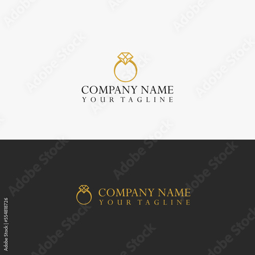 Elegant Diamond Logo Design Template. Diamond Ring Logo Template.