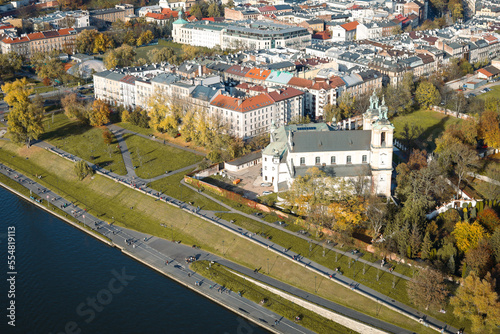 Krakow panorama city view of Wawel Royal Castle