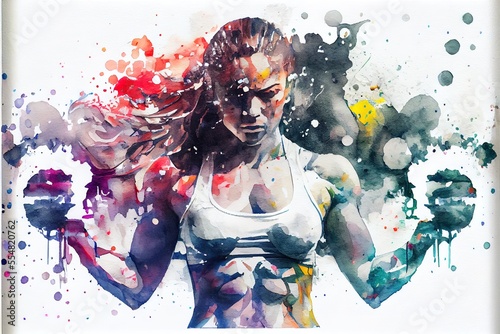 Watercolor portrait of the confidence woman. Generative art