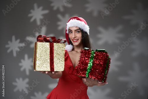 Sexy Santa Helper in mini red dress