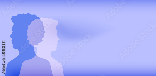 Psychology. Bipolar mental disorder, double face, split personality. 
Conceptual mood disorder. Vector image.
