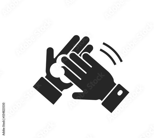 Hand wash icon pictogram vector black white or handwash sanitize soap foam washing care instruction logo sign simple ui label, palm disinfect hygiene silhouette liquid scrub cream clipart image