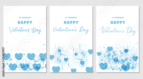 Valentine's day blue and white greeting card, posters. Design for valentine and wedding.