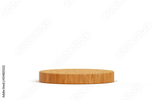 Fototapeta Naklejka Na Ścianę i Meble -  Cylinder wooden podium stage empty scene luxury product display natural background for product placement 3d rendering