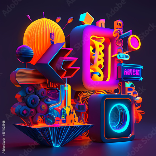 Modern Fantastic Illustration: A Dreamlike Scene of colorful Fantasy and detailed Glow