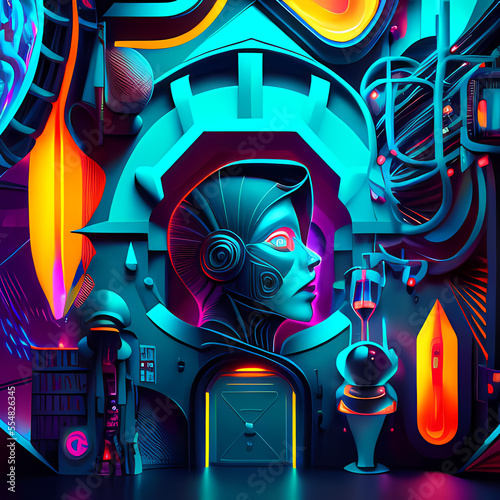 Modern Fantastic Illustration  A Dreamlike Scene of colorful Fantasy and detailed Glow