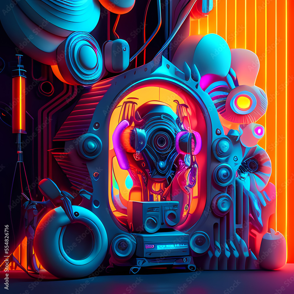 Obraz premium Modern Fantastic Illustration: A Dreamlike Scene of colorful Fantasy and detailed Glow