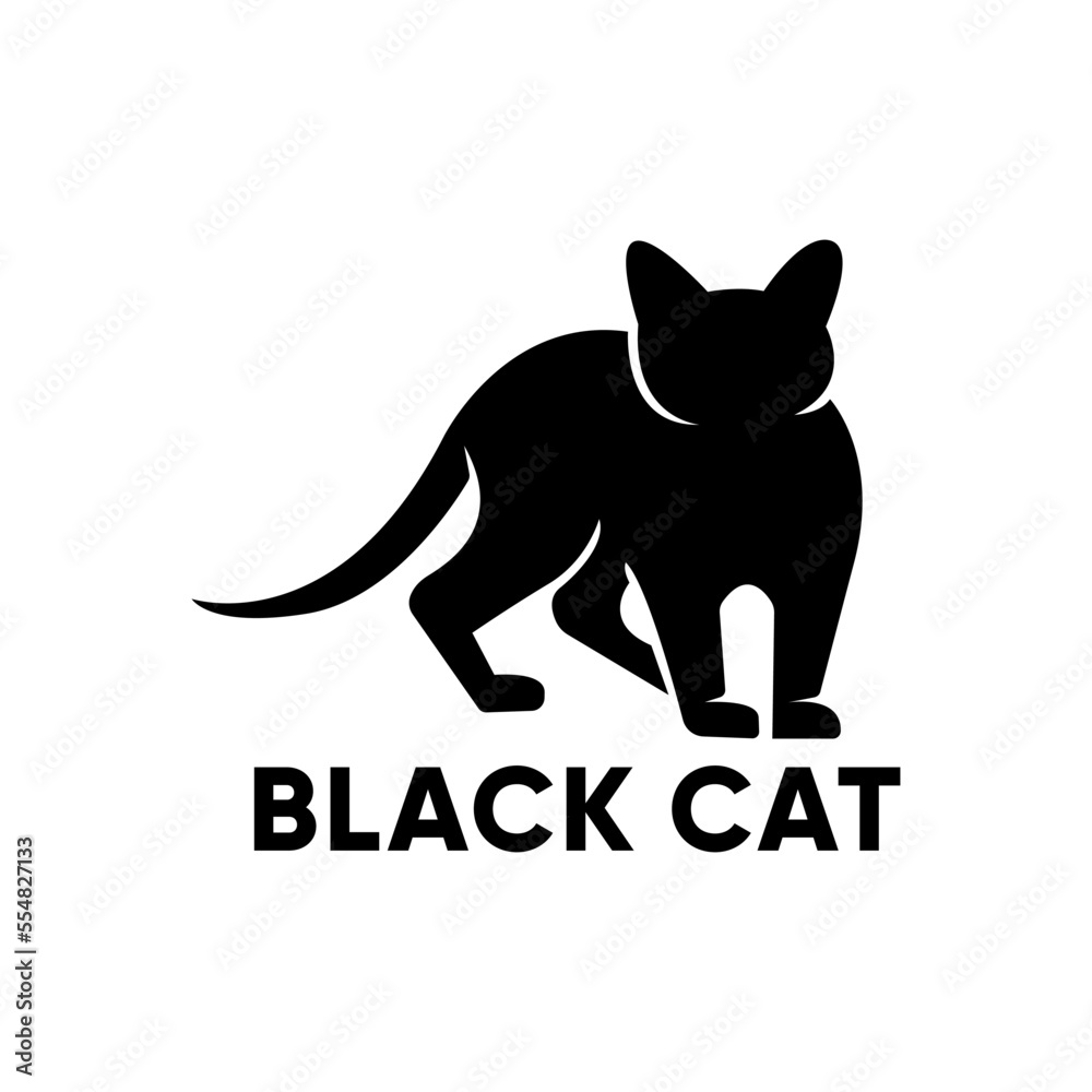 Black cat logo design, cat, vector file