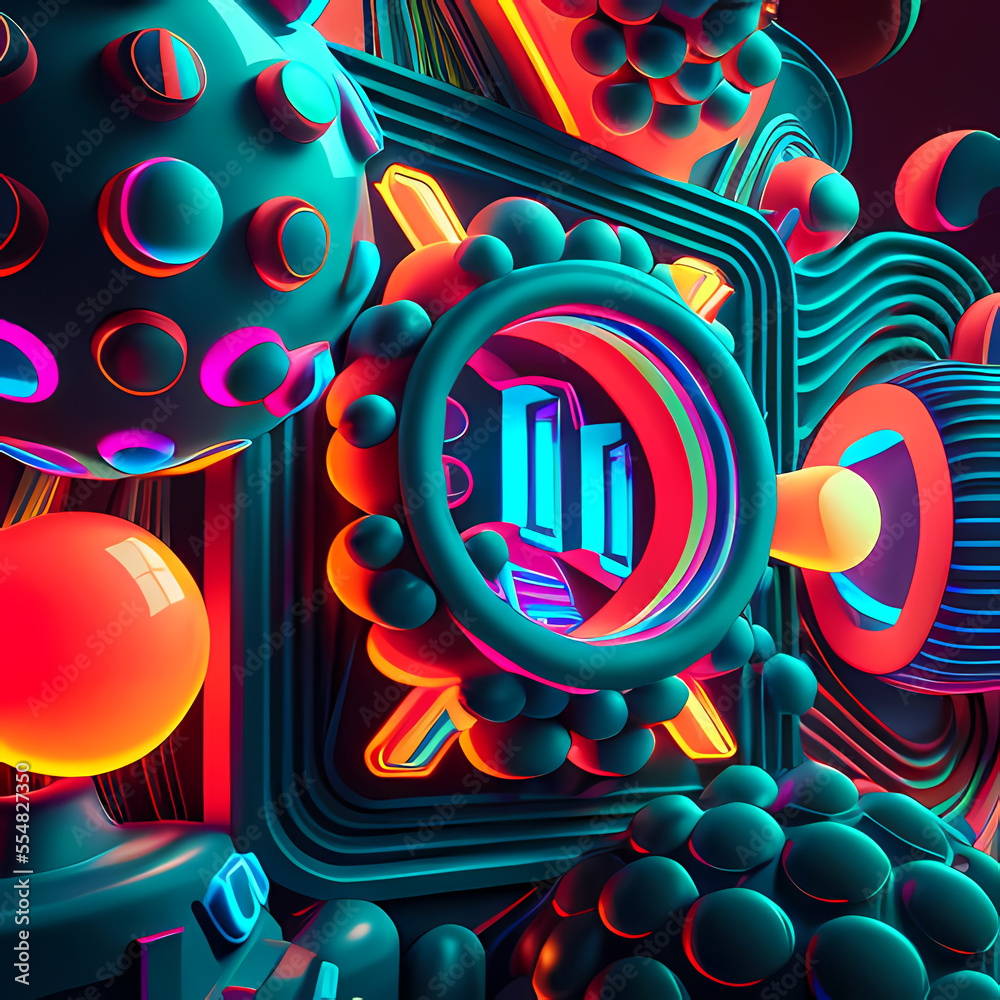 Obraz premium Modern Fantastic Illustration: A Dreamlike Scene of colorful Fantasy and detailed Glow