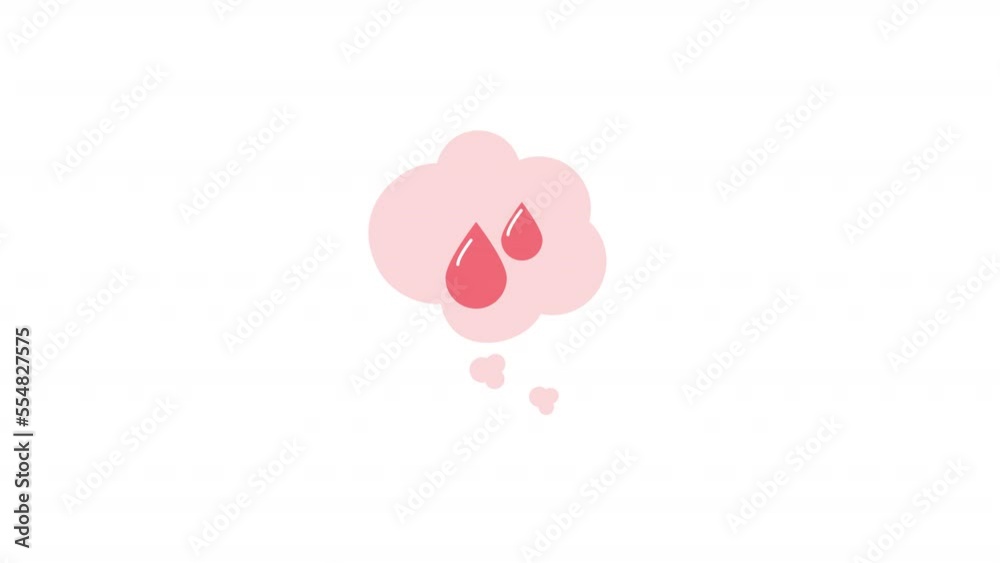 Animated recall about menses element. Flat cartoon style HD video footage. Speech bubble with blood drop color illustration on black white background with alpha channel transparency for animation Animated recall about menses element. Flat cartoon style HD video footage. Speech bubble with blood drop color illustration on black white background with alpha channel transparency for animation