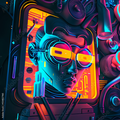 Modern Fantastic Illustration  A Dreamlike Scene of colorful Fantasy and detailed Glow