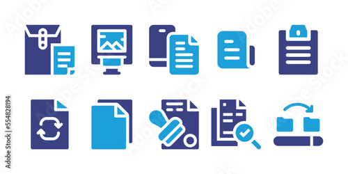 Documentation icon set. Vector illustration. Containing document, refresh, documents, contract