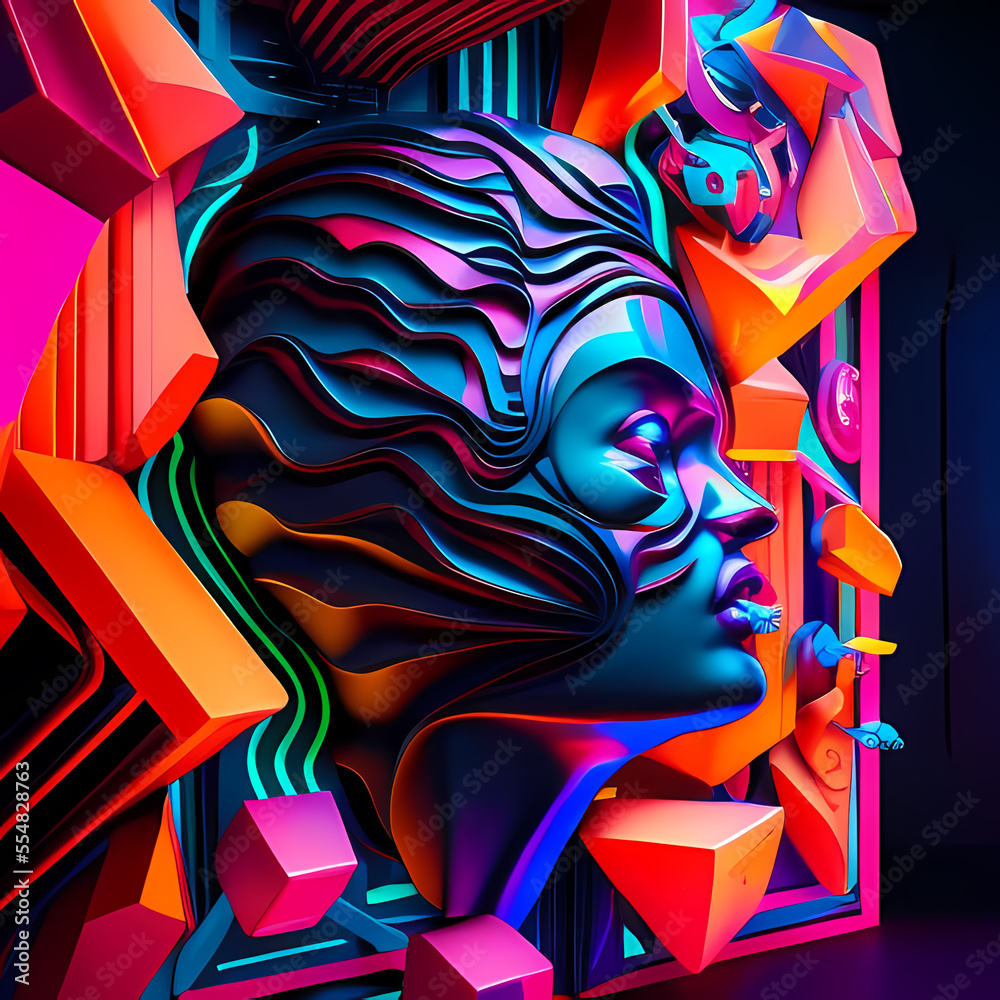 Obraz premium Modern Fantastic Illustration: A Dreamlike Scene of colorful Fantasy and detailed Glow