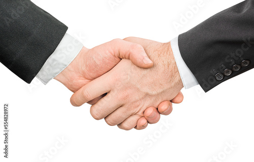 handshake of two businessmen on a white isolated background