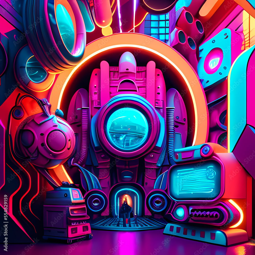 Obraz premium Modern Fantastic Illustration: A Dreamlike Scene of colorful Fantasy and detailed Glow