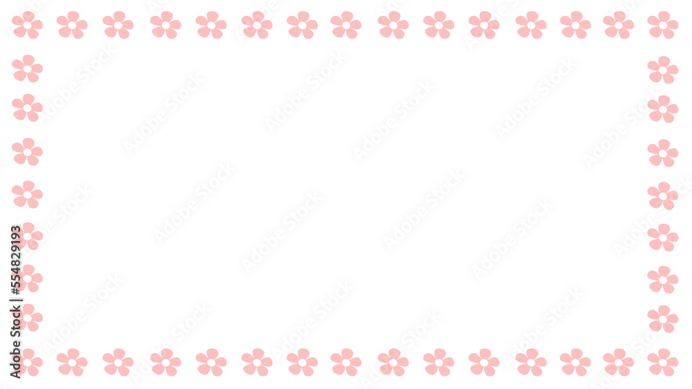 cute frame with pink flowers on the white background