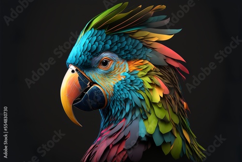 Beautiful and colored animals with glasses, parrot photo