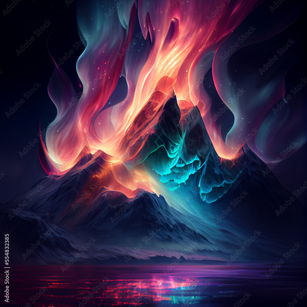 Fototapeta premium Aurora Flames, AI 