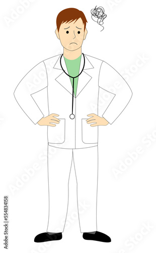 Unsatisfied doctor with white background