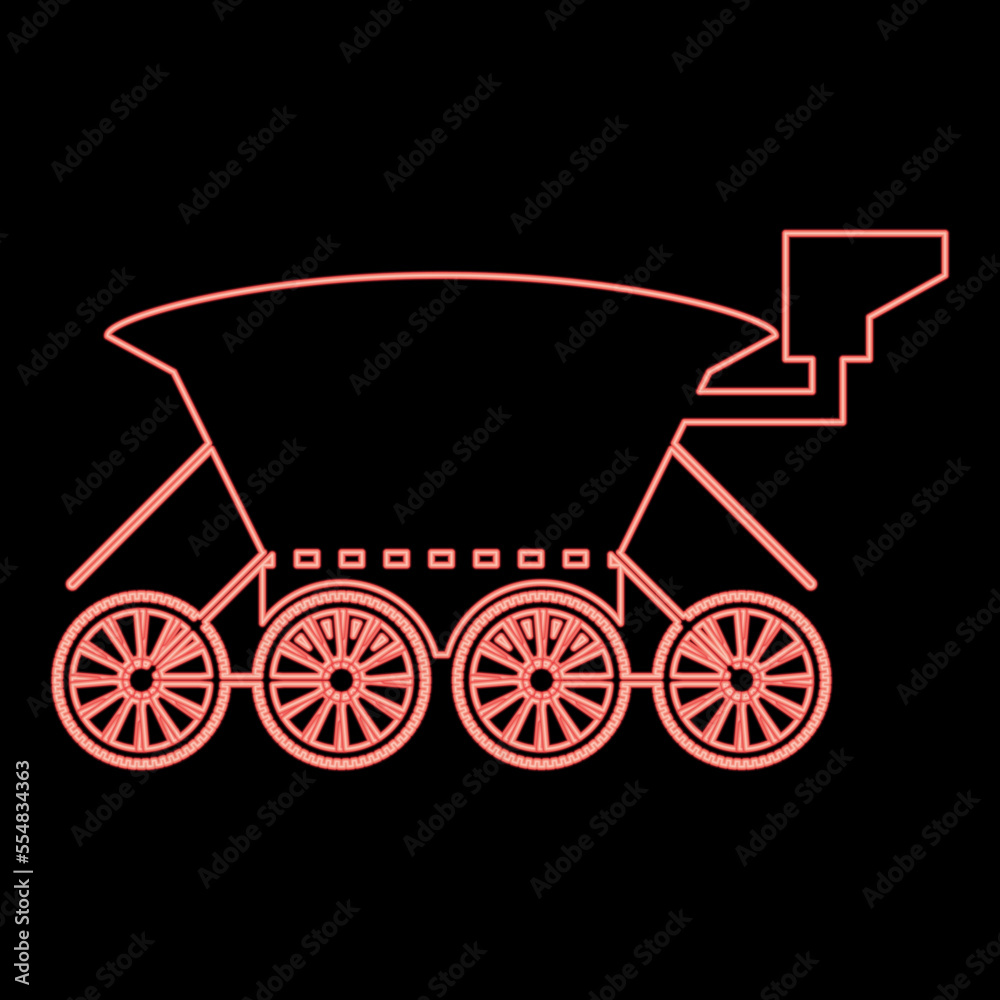 Neon moon rover Mars explorer Space machine Planets vehicle red color vector illustration image flat style