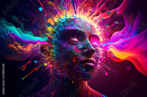 Wallpaper Mural Fluorescent Dreamy Mystical colorful glowing fantasy world Imagination of start of mind
 Torontodigital.ca