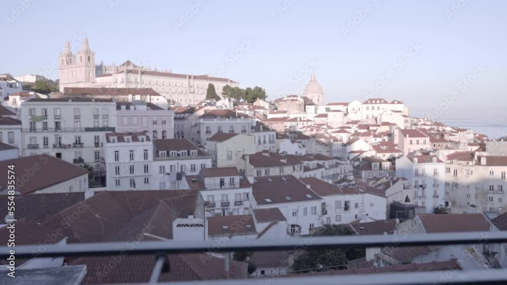 A view of Lisbon old city from Santa Lucia lookout in Alfama neighborhood A view of Lisbon old city from Santa Lucia lookout in Alfama neighborhood