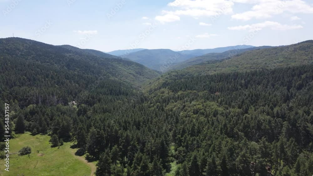 Aerial summer view of Hizha Zdravets area at Rhodopes Mountain, Plovdiv Region, Bulgaria Aerial summer view of Hizha Zdravets area at Rhodopes Mountain, Plovdiv Region, Bulgaria