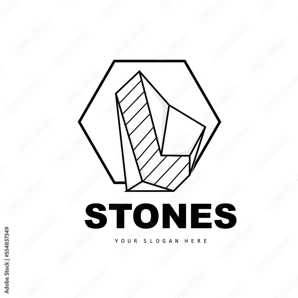 Fototapeta premium Stone Logo, Vector Stone Modern With Geometry Line Style, Design For Aesthetic Decoration, Brand Modern Product, Simple Icon Abstract Aesthetic Geometry Line