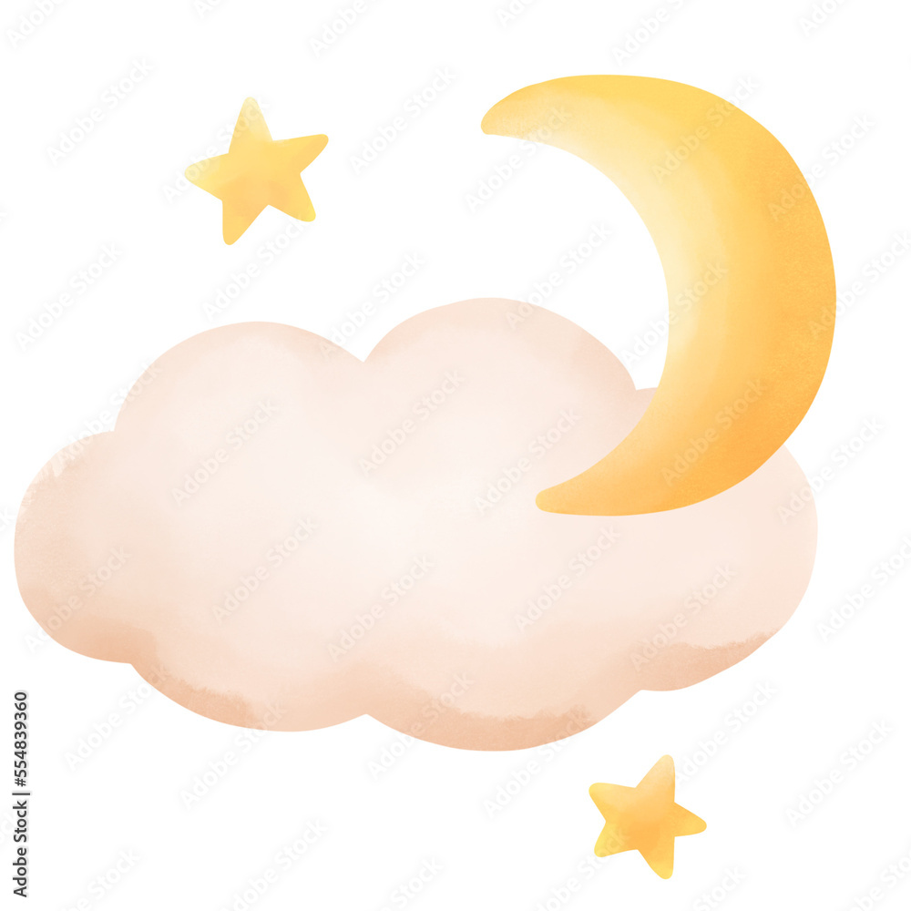 Paint brush cute moon and cloud clipart. Paint brush cute moon and cloud clipart.
