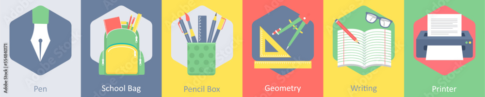 pen, school bag, pencil box pen, school bag, pencil box