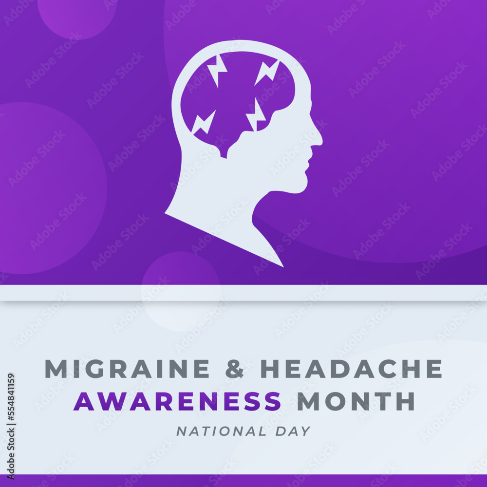 Happy National Migraine and Headache Awareness Month Celebration Vector Design Illustration for Background, Poster, Banner, Advertising, Greeting Card