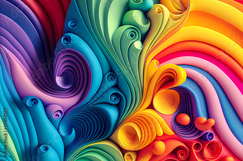Seamless Abstract Colorful Design, texture, curvy and artistic Illustration pattern