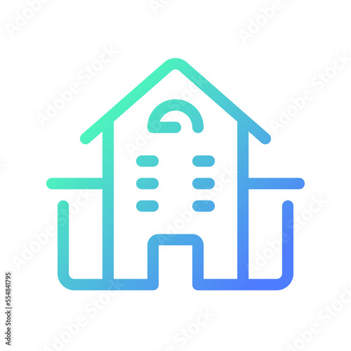 Apartments location pixel perfect gradient linear ui icon. School, university. Rental property. GPS. Line color user interface symbol. Modern style pictogram. Vector isolated outline illustration