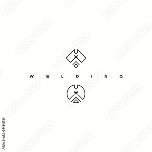 
illustration consisting of an image of the welding process in the form of a symbol or logo