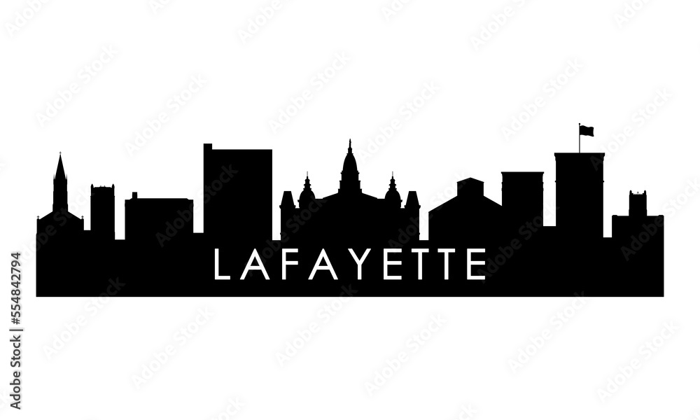 Lafayette skyline silhouette. Black Lafayette city design isolated on white background.
