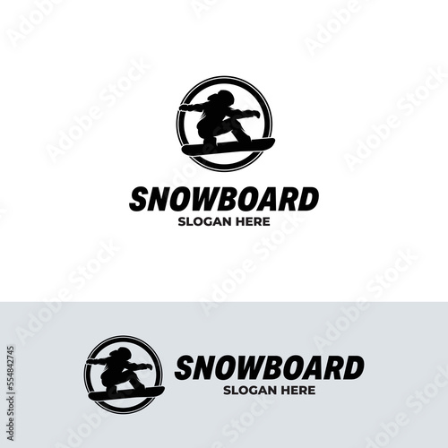 Winter sport. Snowboarding logo template design