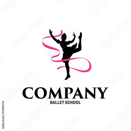 Silhouette of kid ballet logo design