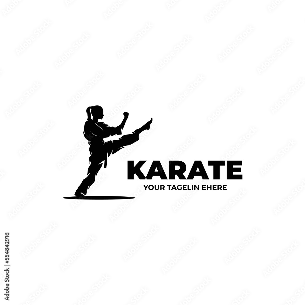 Silhouette of karate logo design template