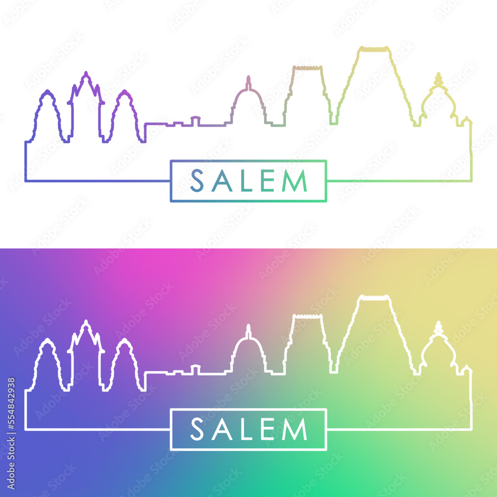 Fototapeta premium Salem skyline. Colorful linear style. Editable vector file.