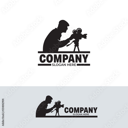 Silhouette of video camera logo design template