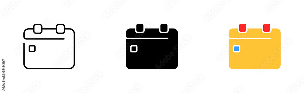 Calendar set icon. Time management, planned trips, birthdays, weekends, black friday, sale day, reminder, add an event. Punctuality concept. Vector icon in line, black and colorful style Calendar set icon. Time management, planned trips, birthdays, weekends, black friday, sale day, reminder, add an event. Punctuality concept. Vector icon in line, black and colorful style