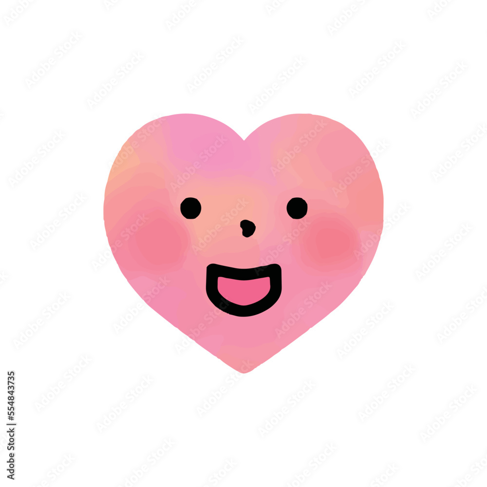 にっこり笑顔の表情のハートイラスト