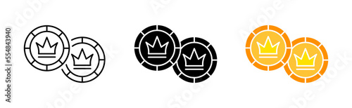 Casino set icon. Spades, hearts, diamonds, clubs, gamble, game of chance, play, bet, deck, casino. Gambling concept. VVector icon in line, black and colorful style on white background