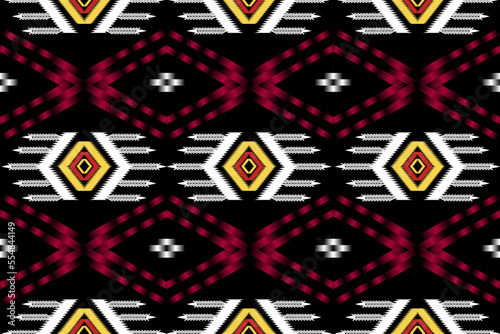 Wallpaper Mural Ikat vector ethnic seamless pattern design. Ikat Aztec fabric carpet ornaments textile decorations wallpaper. Tribal boho native ethnic turkey traditional embroidery vector background  Torontodigital.ca