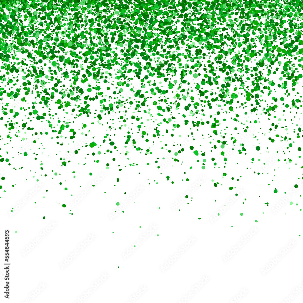 Green falling glitter isolated
