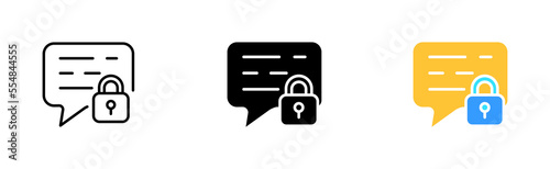 Lock message line icon. Block, private information, privacy, password, correspondence, protection, security. Defense concept. Vector icon in line, black and colorful style on white background