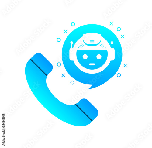 Robot icon. Support service. Chat Bot. Robocall, Voice support service.