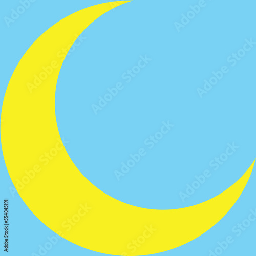 Crescent shape in square vector illustration in flat color design